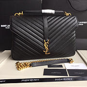 YSL Monogram Saint Laurent College Black Large Bag with Gold Hardware - 1