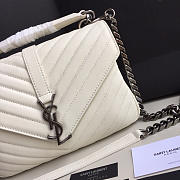YSL Monogram Saint Laurent College White Large Bag with Silver Hardware - 6