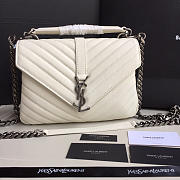 YSL Monogram Saint Laurent College White Large Bag with Silver Hardware - 1