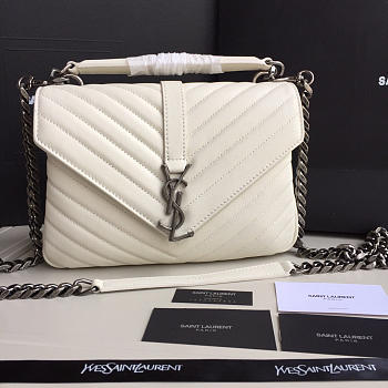 YSL Monogram Saint Laurent College White Large Bag with Silver Hardware