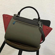 Celine Trapeze small Lambskin Leather Bag Black Red - 2