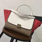 Celine Trapeze small Lambskin Leather bag White Red - 1