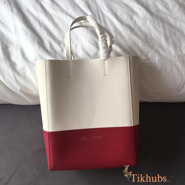 Celine Original Lambskin Leather Bucket Bag white red - 1