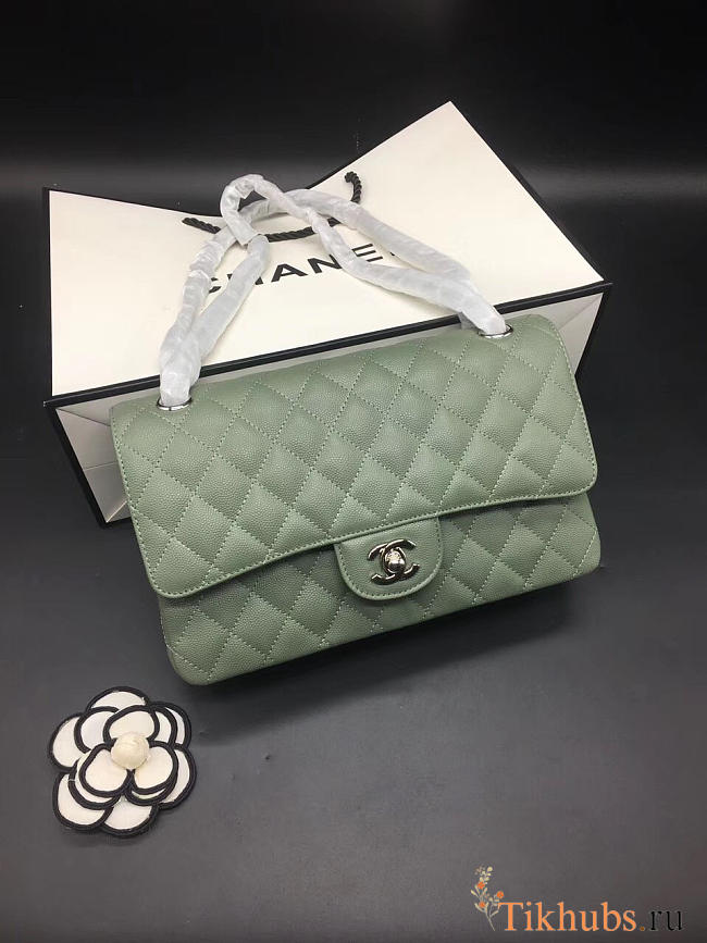 Chanel Flap Bag Caviar in Light Green 25cm with Silver Hardware - 1