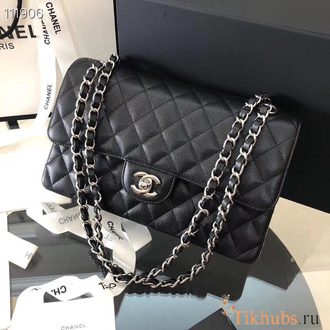Chanel Flap Bag Caviar in Black 25cm with Sliver Hardware - 1