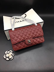 Chanel Flap Bag Caviar in Maroon Red 25cm with Silver Hardware - 2
