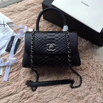 Chanel Snake skin Handle bag Black