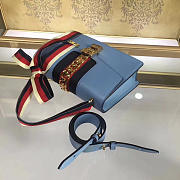 Gucci Sylvie shoulder bag in Light Blue leather 421882 - 4