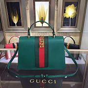 Gucci Sylvie medium top handle bag in Green leather 431665 - 4
