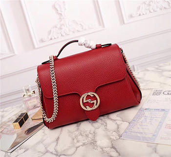 Gucci Orignial Calfskin Handbag in Red 510302