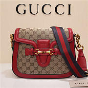 Gucci Original Canvas Calfskin Large Shoulder Bag Red - 3