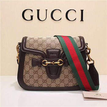 Gucci Original Canvas Calfskin Large Shoulder Bag Coffee