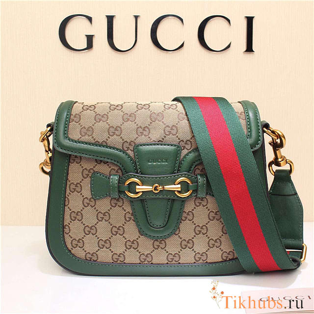 Gucci Original Canvas Calfskin Large Shoulder Bag in Green  - 1