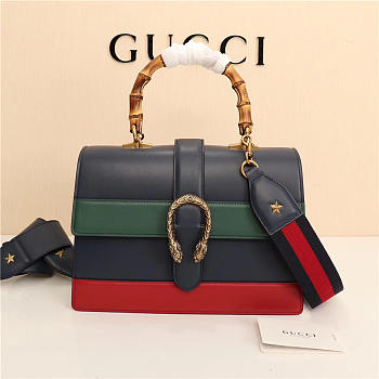 Gucci Women's Dionysus Leather Top Handle Bag 421999 Blue Red