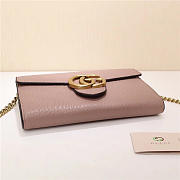 Gucci Marmont leather mini chain bag 401232 Pink - 5