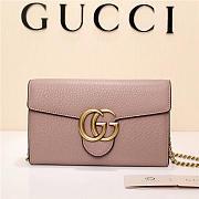 Gucci Marmont leather mini chain bag 401232 Pink - 3