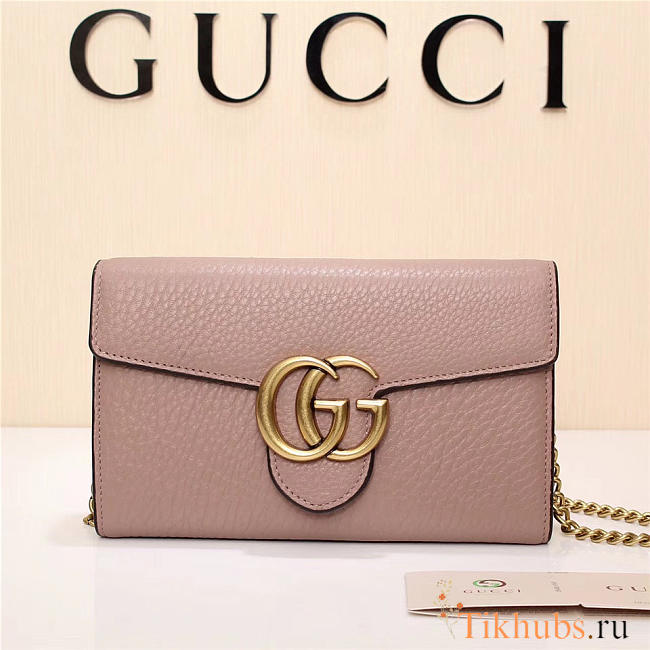Gucci Marmont leather mini chain bag 401232 Pink - 1