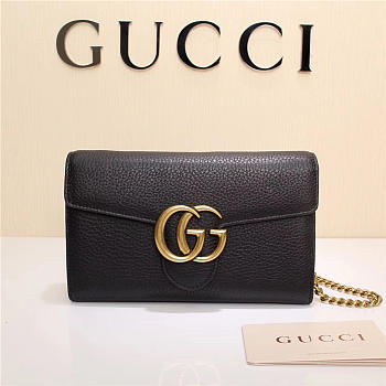Gucci Marmont leather mini chain bag 401232 Black