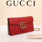 Gucci Marmont leather mini chain bag 401232 Red - 5