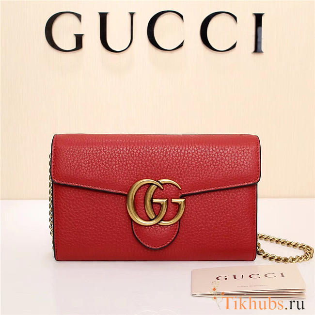 Gucci Marmont leather mini chain bag 401232 Red - 1