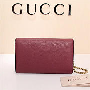 Gucci Marmont leather mini chain bag 401232 Wine Red - 3