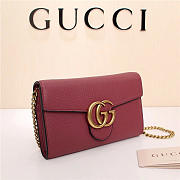 Gucci Marmont leather mini chain bag 401232 Wine Red - 5