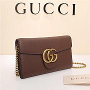 Gucci Marmont leather mini chain bag 401232 Brown - 4