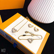LV earrings bracelet necklace set - 6