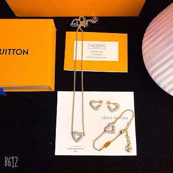 LV earrings bracelet necklace set