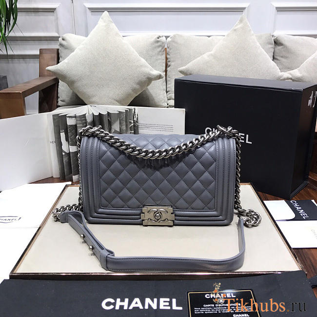 Chanel Leboy lambskin Bag in Gray With Silver Hardware 67086 - 1