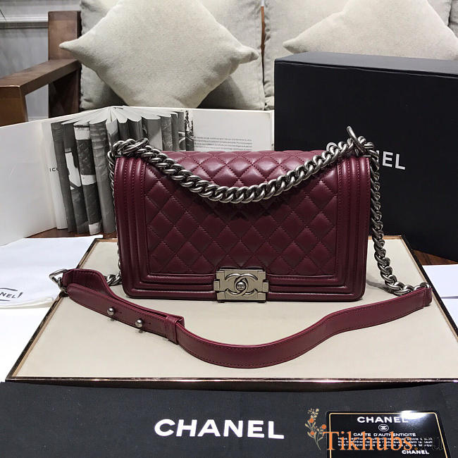 Chanel Leboy Lambskin Bag in Wine Red with Silver Hardware 67086 - 1