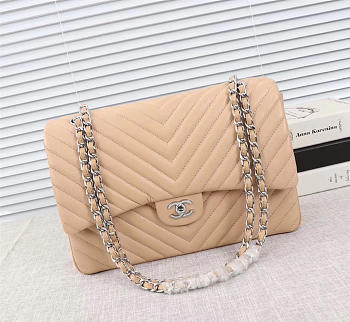 Chanel original lambskin double flap bag Pink 30cm with Silver hardware