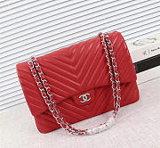 Chanel original lambskin double flap bag Red 30cm with Silver hardware - 4