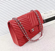Chanel original lambskin double flap bag Red 30cm with Silver hardware - 2