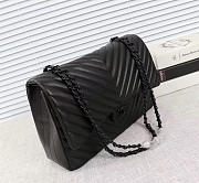 Chanel original lambskin double flap bag black 30cm with Black hardware - 3