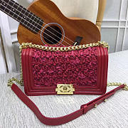 Chanel Boy Bag in Red with Gold hardware - 3