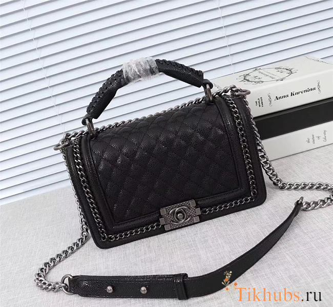 Chanel Boy handle  Bag in Black with silver hardware - 1