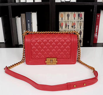 Chanel Boy Bag in Red with Gold hardware 25.5cm