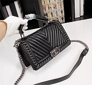 Chanel Boy V in Black with silver hardware - 6