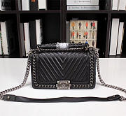 Chanel Boy V in Black with silver hardware - 1
