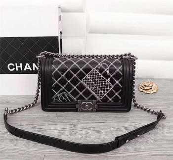 Chanel Boy Black and White with silver hardware