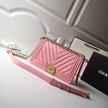 Chanel Lambskin cover Boy bag in Pink with Gold hardware