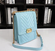 Chanel Lambskin Leboy bag Blue with Sheet metal hardware - 4