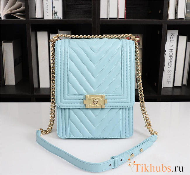 Chanel Lambskin Leboy bag Blue with Sheet metal hardware - 1