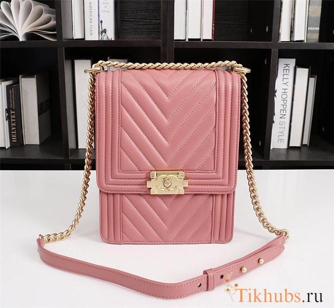 Chanel Lambskin Leboy bag Pink with Sheet metal hardware - 1