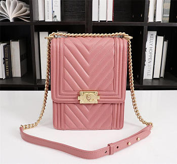 Chanel Lambskin Leboy bag Pink with Sheet metal hardware