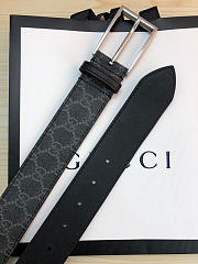 Gucci original single fabric belt silver buckle Black Belt - 2