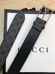 Gucci original single fabric belt silver buckle Black Belt - 4