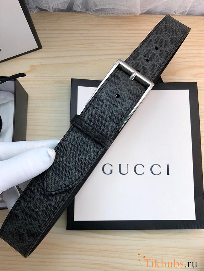 Gucci original single fabric belt silver buckle Black Belt - 1