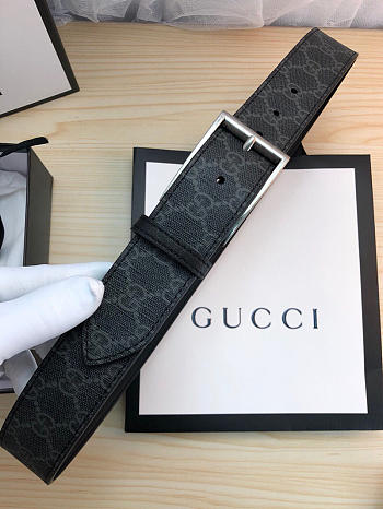 Gucci original single fabric belt silver buckle Black Belt